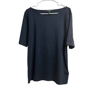 Lauren Ralph Lauren Navy Blue Boat Neck Women's Shirt XXL